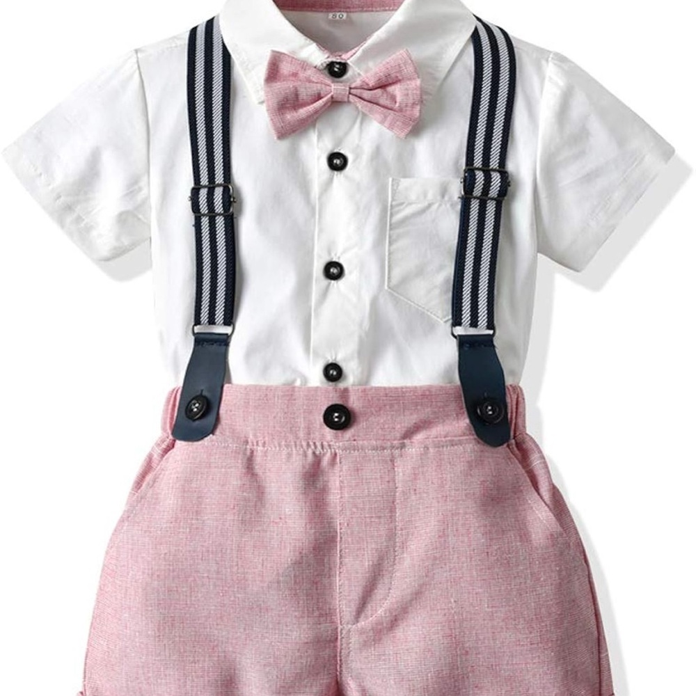 Classic White Kids Shirt with Pink Bow Tie
